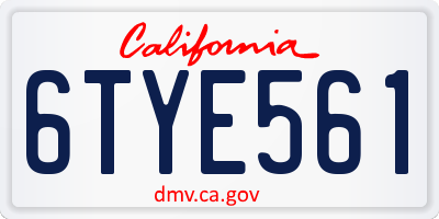CA license plate 6TYE561