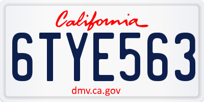CA license plate 6TYE563