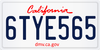 CA license plate 6TYE565