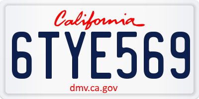 CA license plate 6TYE569