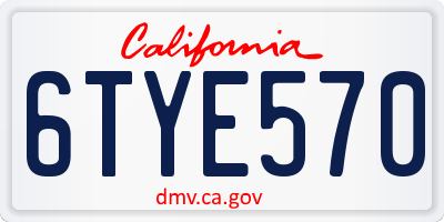 CA license plate 6TYE570
