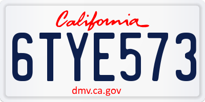 CA license plate 6TYE573