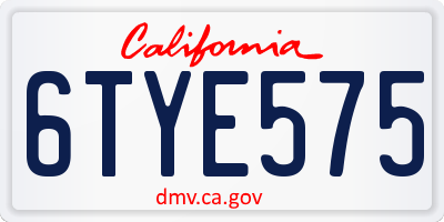 CA license plate 6TYE575