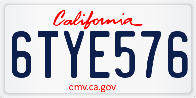 CA license plate 6TYE576