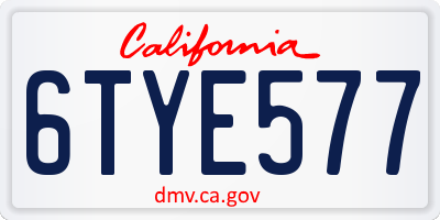 CA license plate 6TYE577