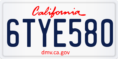 CA license plate 6TYE580