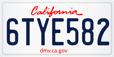 CA license plate 6TYE582