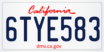 CA license plate 6TYE583