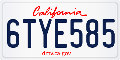CA license plate 6TYE585