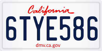 CA license plate 6TYE586
