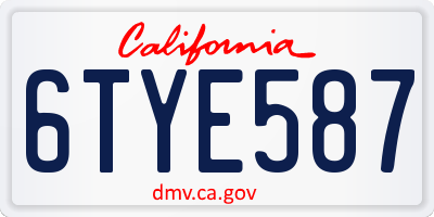 CA license plate 6TYE587