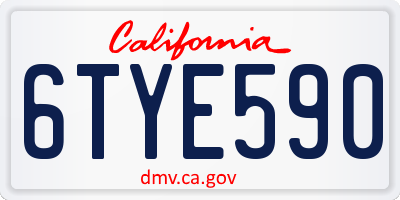 CA license plate 6TYE590
