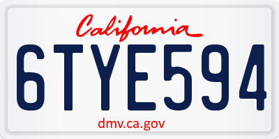 CA license plate 6TYE594