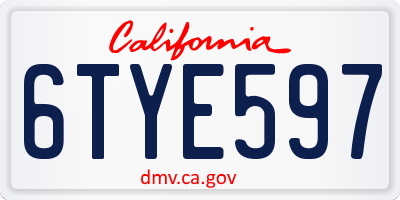 CA license plate 6TYE597