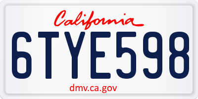 CA license plate 6TYE598