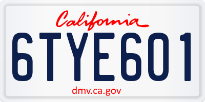 CA license plate 6TYE601