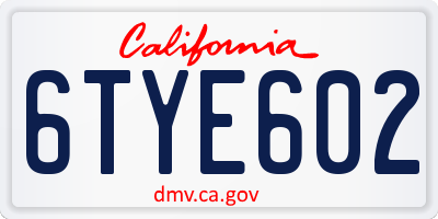 CA license plate 6TYE602