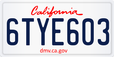 CA license plate 6TYE603
