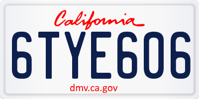 CA license plate 6TYE606