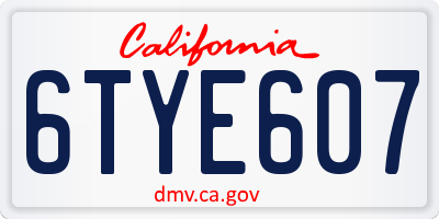 CA license plate 6TYE607