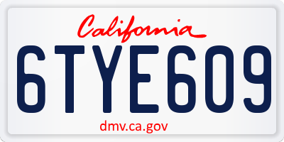 CA license plate 6TYE609