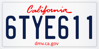 CA license plate 6TYE611