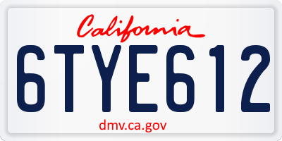 CA license plate 6TYE612
