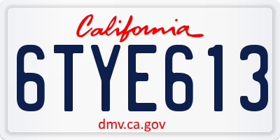 CA license plate 6TYE613