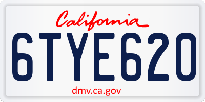 CA license plate 6TYE620