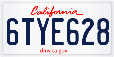 CA license plate 6TYE628