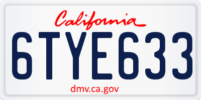 CA license plate 6TYE633
