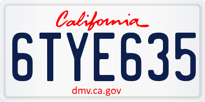 CA license plate 6TYE635