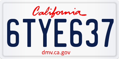 CA license plate 6TYE637
