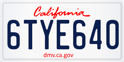 CA license plate 6TYE640