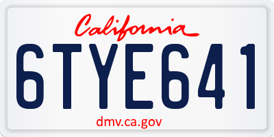 CA license plate 6TYE641