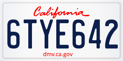 CA license plate 6TYE642