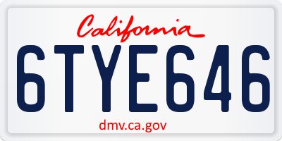 CA license plate 6TYE646