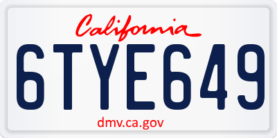 CA license plate 6TYE649