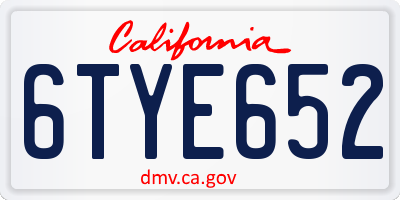 CA license plate 6TYE652