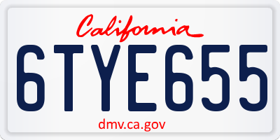 CA license plate 6TYE655