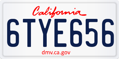 CA license plate 6TYE656