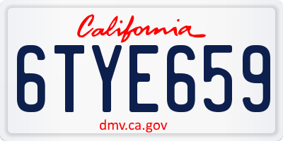 CA license plate 6TYE659