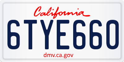 CA license plate 6TYE660