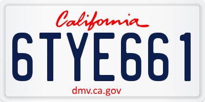 CA license plate 6TYE661
