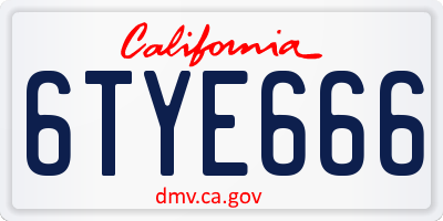 CA license plate 6TYE666