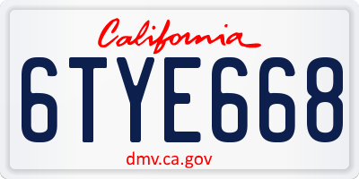 CA license plate 6TYE668