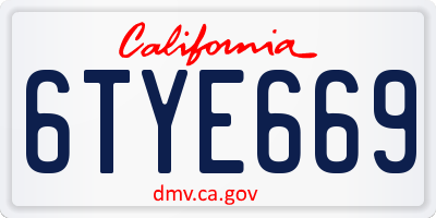 CA license plate 6TYE669