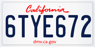 CA license plate 6TYE672