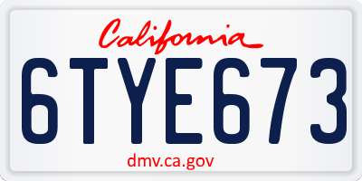 CA license plate 6TYE673
