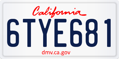 CA license plate 6TYE681